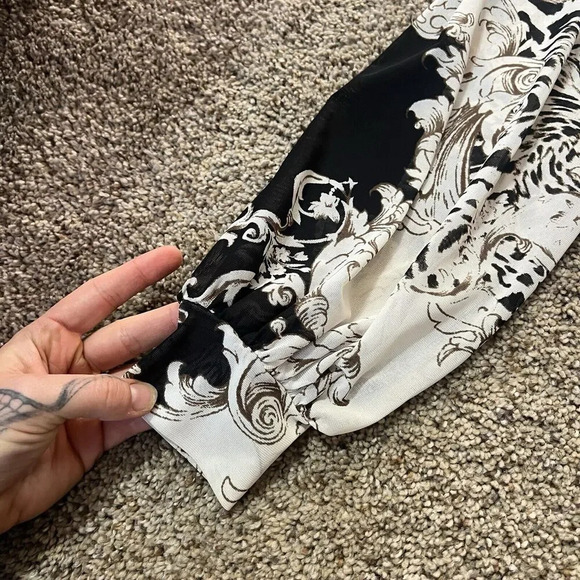 Ember‎ Mock Neck Blouse Floral Business Casual Blouson Sleeve Office Career Crop - Picture 7 of 14